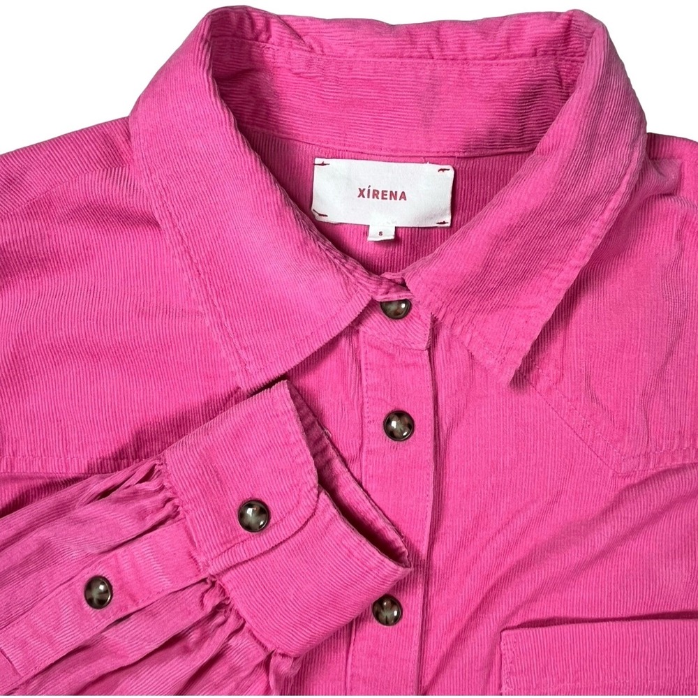 Xirena Women's Pink Wylan Corduroy Top Sz Small Pearl Snaps Long Sleeve Designer